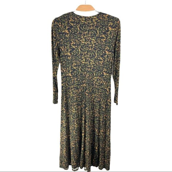 NWT Yest Jacquard Print Jersey Long Sleeved Button Front V Neck Dress Size 6 - Picture 3 of 6
